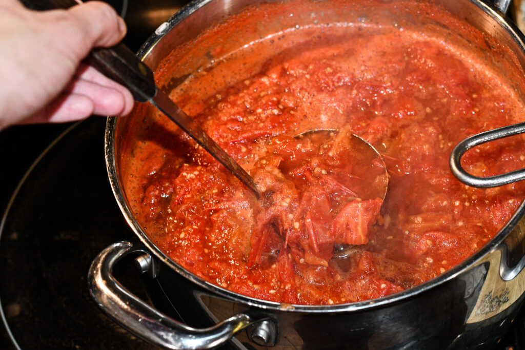 pot of crushed tomatoes